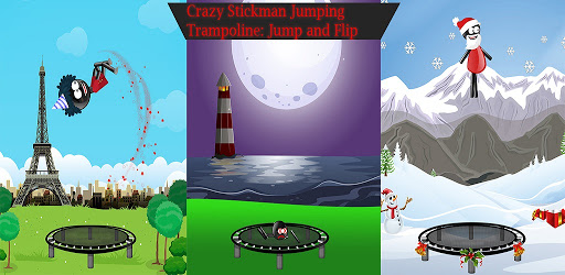 Crazy Stickman Jumping Trampoline